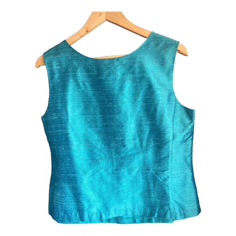Kirsten Krog Silk Aqua Two Piece Skirt and Sleeveless Top UK Size 14 - Ava & Iva