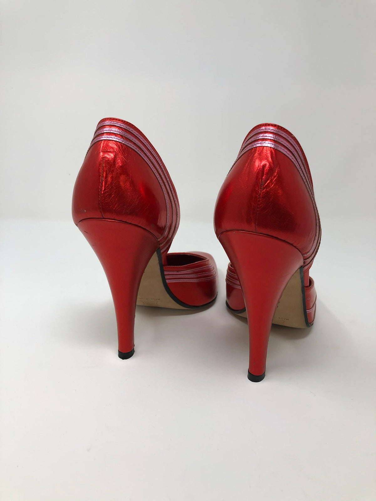 Givenchy Chaussures Paris Vintage Metallic Red Leather Shoes Size 6M (UK4) - Ava & Iva