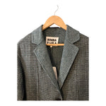 Bimba Y Lola Wool Blend Green Brown Tweed Long Sleeved Coat UK Size 12 - Ava & Iva