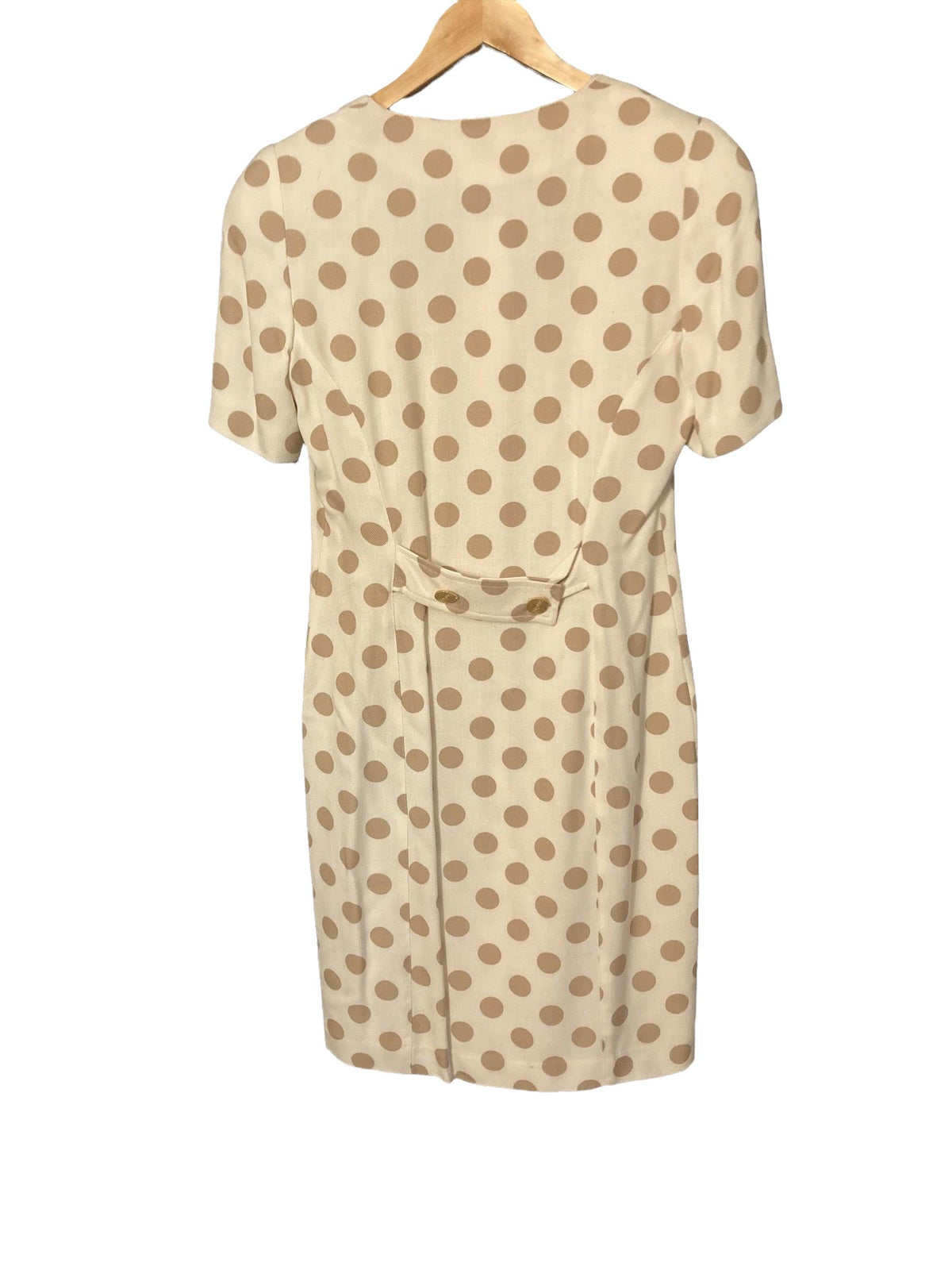 Dusk Cotton Cream and Fawn Polka Dot Short Sleeved Dress UK Size 12 - Ava & Iva