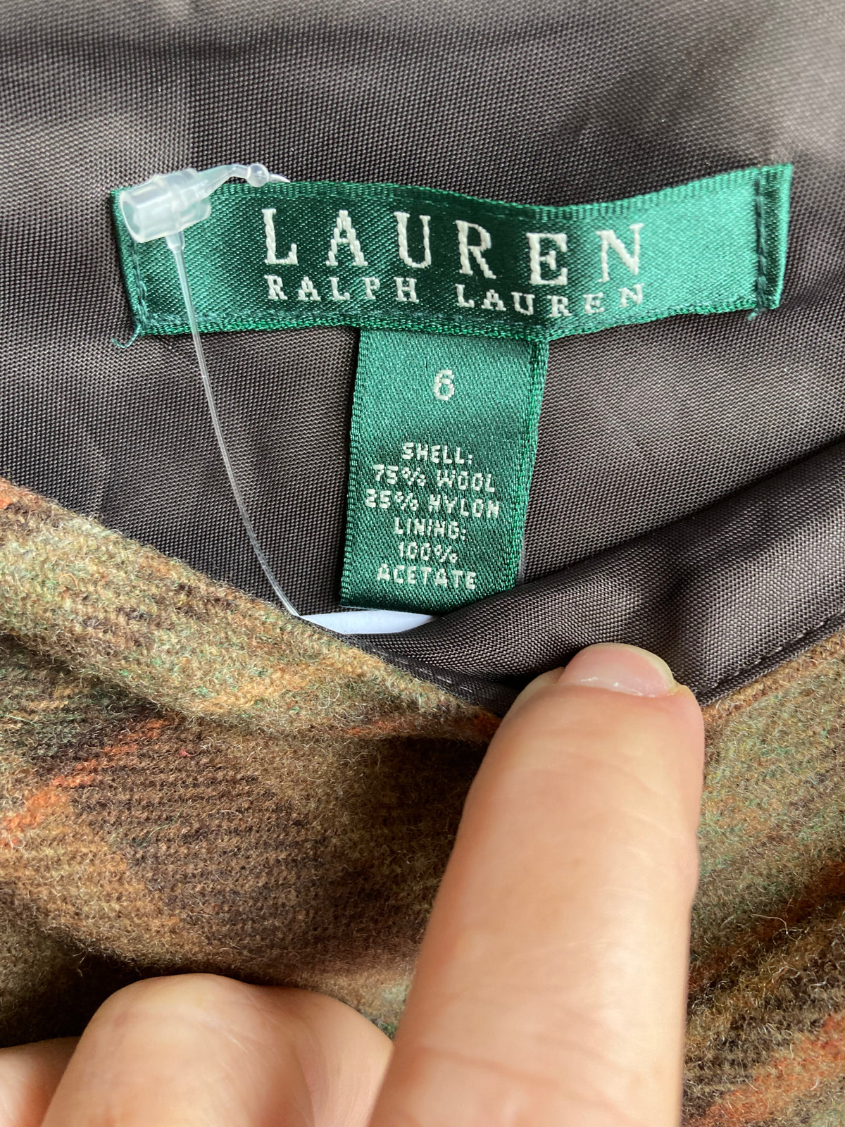 Ralph Lauren Wool Blend Brown Plaid Skirt UK Size 12 - Ava & Iva