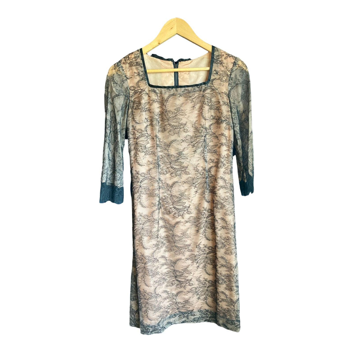 Vintage Black Lace 3/4 Sleeve Dress UK Size 10 - Ava & Iva