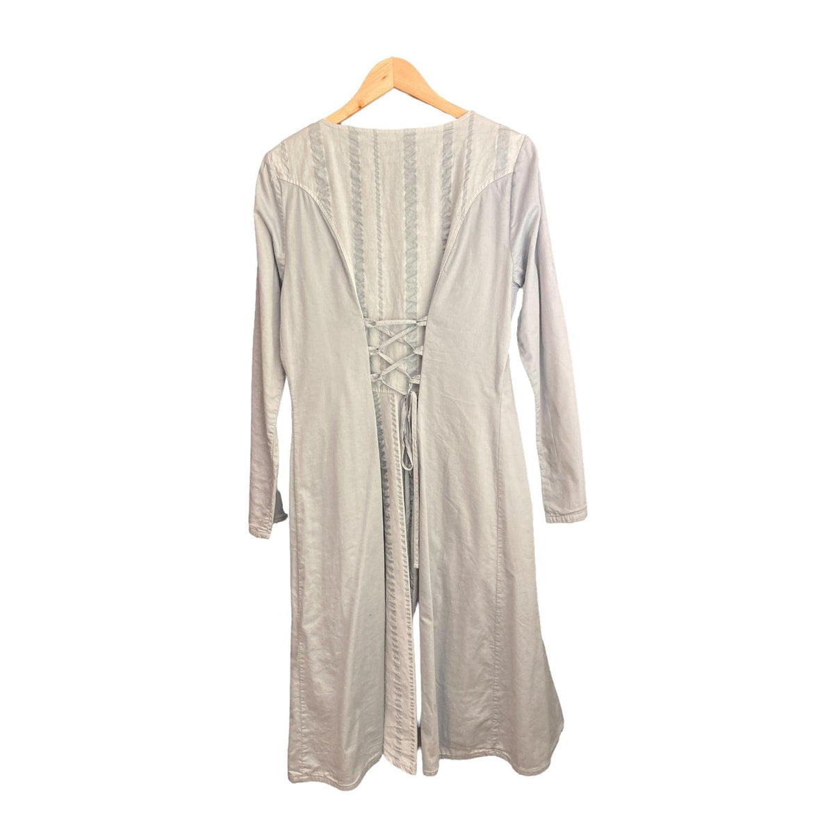 Out Of The Nile Cotton Pale Blue Long Sleeved Coat Dress UK Size 18 - Ava & Iva
