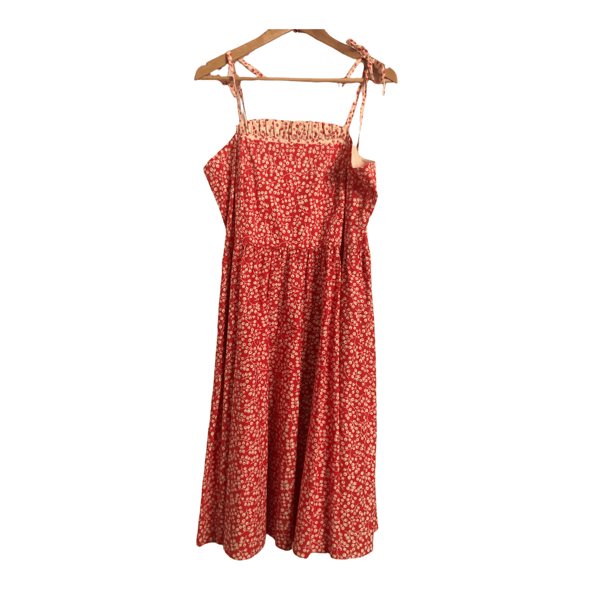 Whistles 100% Cotton Strappy Summer Dress Orange Cream Block Print UK Size 14 - Ava & Iva