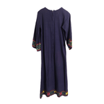 Souk Vintage Embroidered Cotton 3/4 Sleeve Kaftan Maxi Dress Purple Multi M/L - Ava & Iva