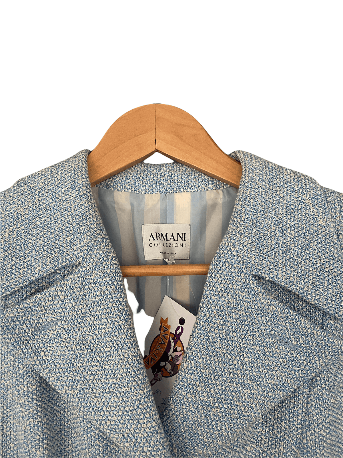 Armani Blue Cotton Mix Jacket Fully Lined with Zip Front IT40 UK Size 8/10 - Ava & Iva