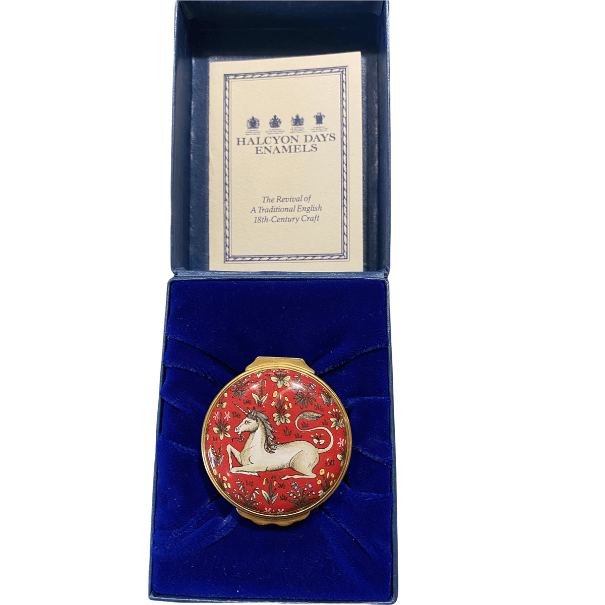 Halcyon Days Shakespeare Tempest "Now I Will Believe That There Are Unicorns" Round Enamel Box - Ava & Iva