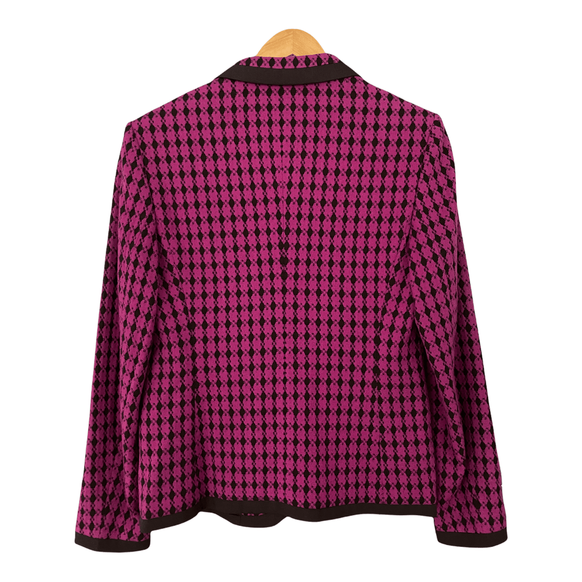 Feraud Wool Mix Jacket.  Purple Diamond Pattern with Black Edging.  Size F40 UK12 - Ava & Iva