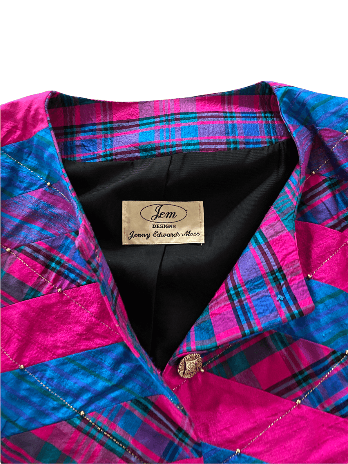 Jenny Edwards-Moss Oink Tartan Silk Bolero Jacket UK Size 12 - Ava & Iva