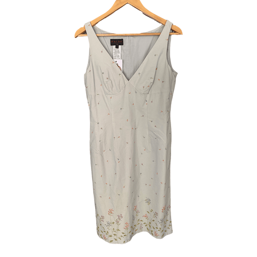 Ralph Lauren V Neck Cotton Dress Pale Blue with Floral Pattern UK size 10 - Ava & Iva