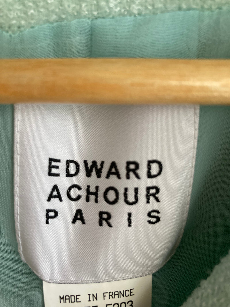 Edward Achour Paris Wool Blend Mint Green Sleeveless Dress and Jacket Suit UK Size 12 - Ava & Iva