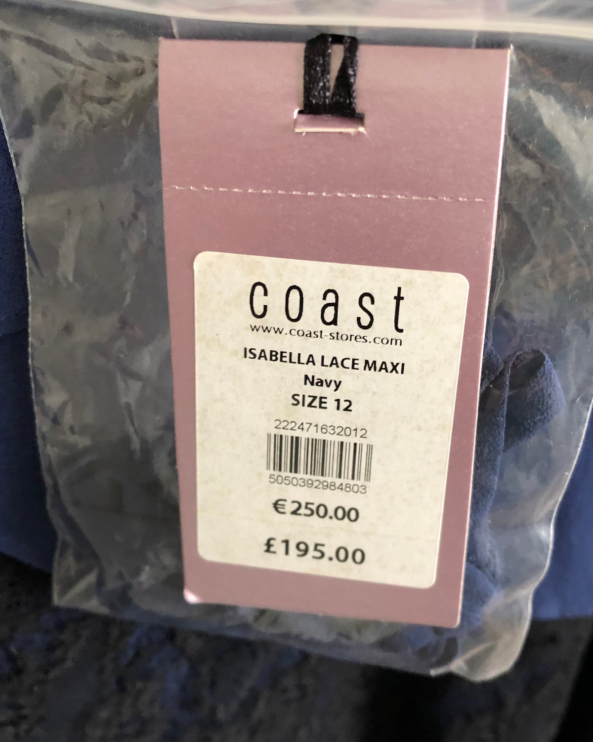 Coast Isabella 100% Silk Lace Strapless Maxi Dress Evening Gown Navy Blue Black BNWT UK Size 12 - Ava & Iva