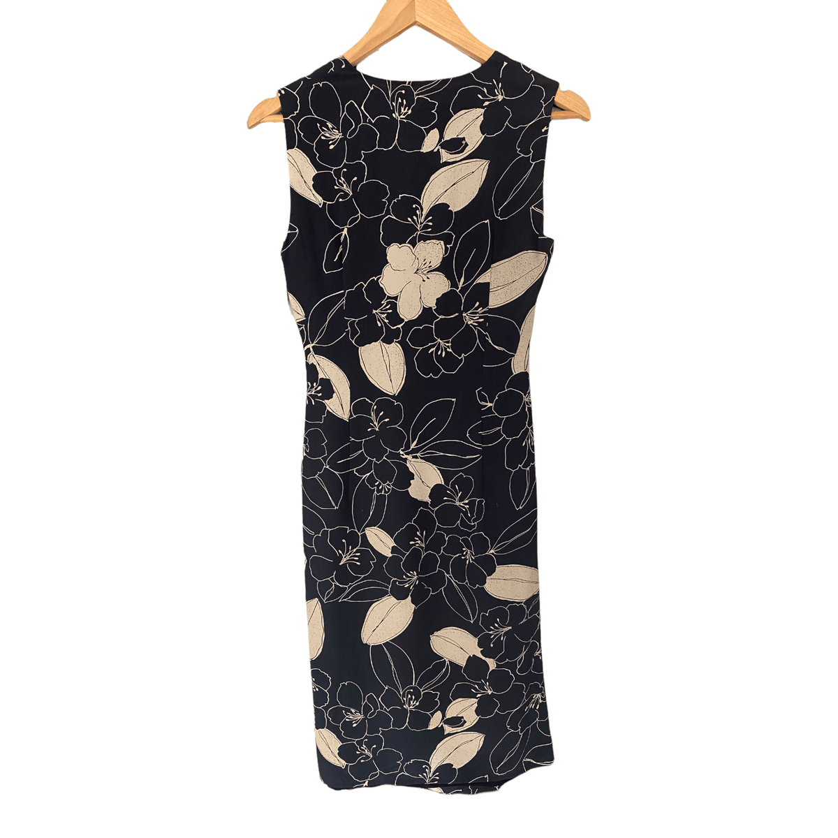 MaxMara 100% Silk Dress Black and Cream Floral Pattern  UK size 8 - Ava & Iva