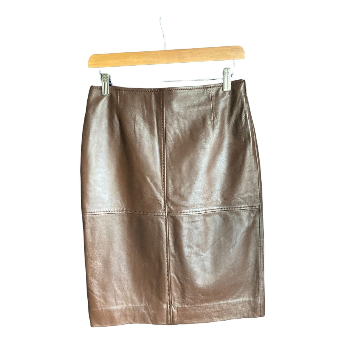 DKNY Leather Brown Skirt UK Size 10 - Ava & Iva
