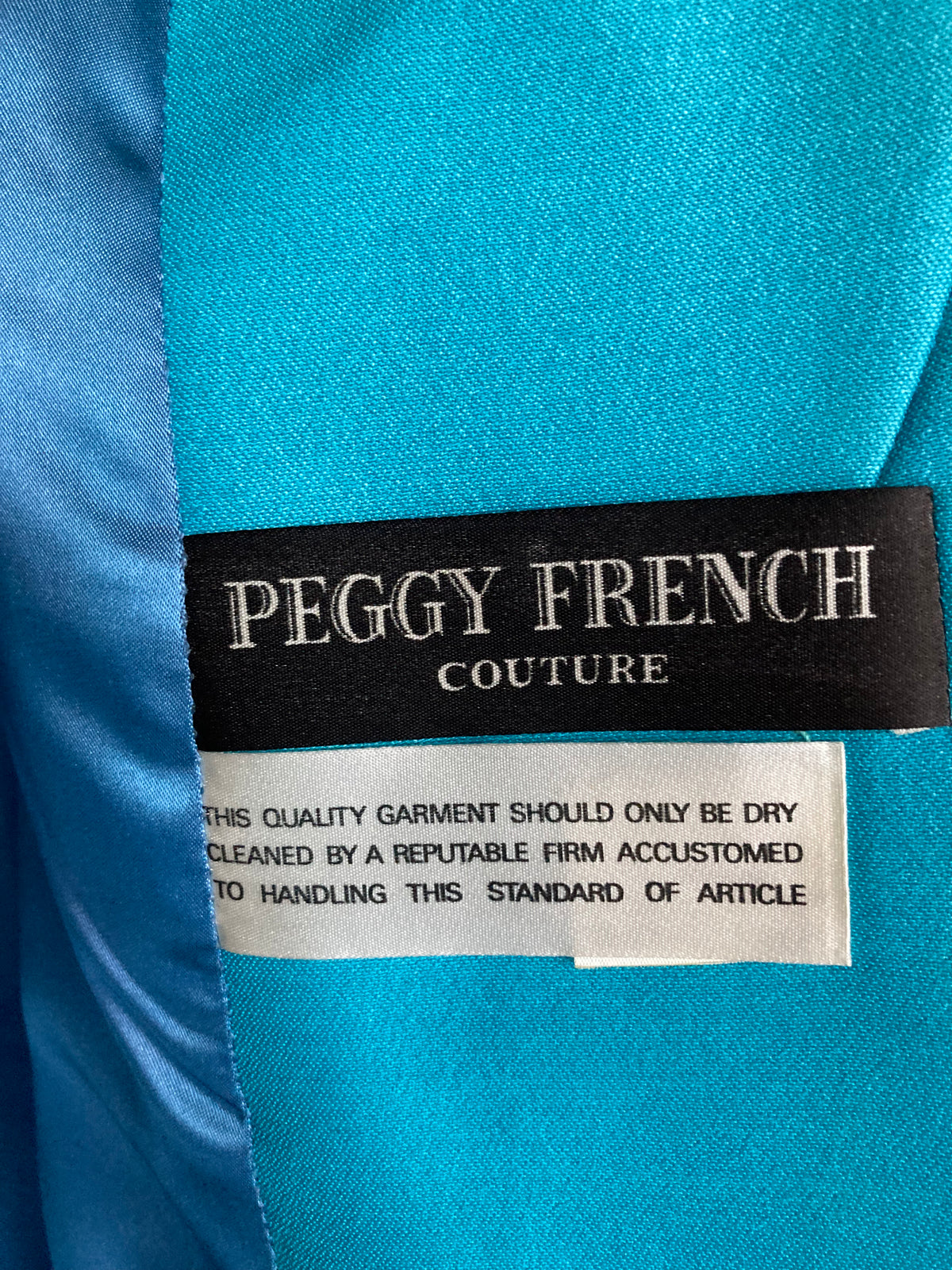 Vintage Peggy French Couture Turquoise 3/4 Sleeved Dress Suit And Long Sleeved Coat UK Size 16 - Ava & Iva