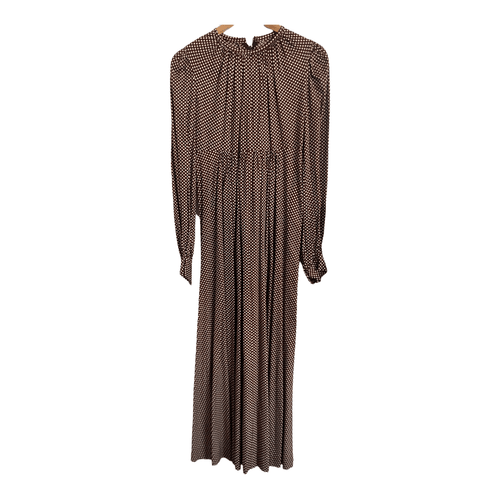 Vintage Fratini Designs 100% Cotton Long Sleeve Maxi Festival Boho Dress Brown White Polka Dot Print UK Size 8 - Ava & Iva