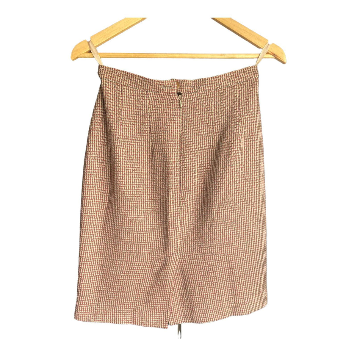 Cotswolds Woollen Weavers 100% Bourette Silk Burgundy, Cream and Grey Woven Skirt Suit. Jacket UK Size 10 Skirt UK Size 12 - Ava & Iva