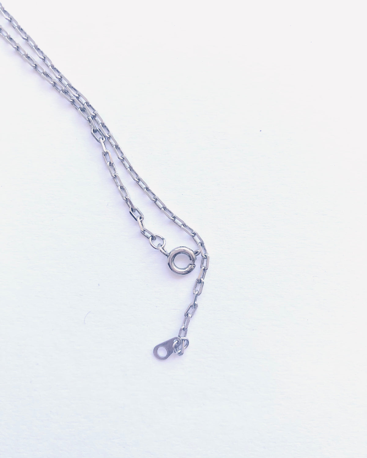 Vintage Chrome Silver Tone Chain Necklace w/ Diamante Cut Zirconia Stone Cross Pendant - Ava & Iva