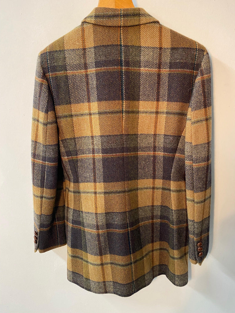 Daks Jacket Check Wool and Mohair Mix with Leather Covered Buttons UK Size 12 - Ava & Iva
