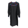 Chacok Vintage 100% Wool Long Sleeve Midi Dress Black Multi Size 1 UK 14-16 - Ava & Iva