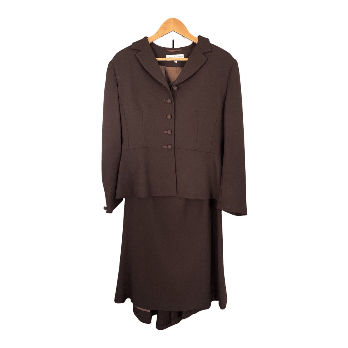 Paddy Campbell Brown Wool Crepe Skirt Suit UK Size 12/14 - Ava & Iva