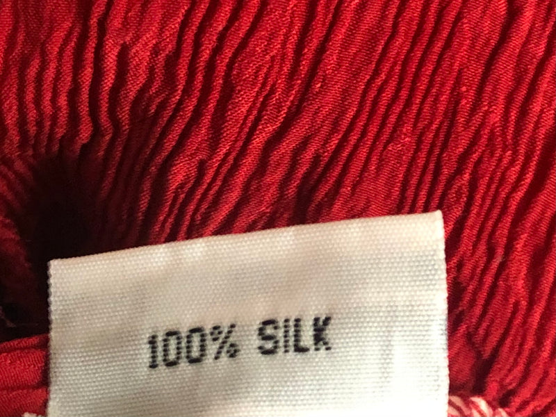 Monsoon 100% Crinkled Silk Short Sleeve Maxi Shift Dress Red UK Size 12 - Ava & Iva