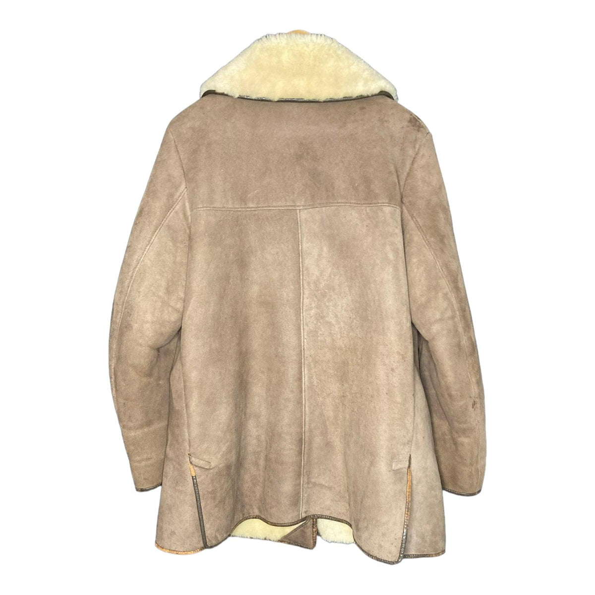 Vintage Genuine Sheepskin Tan Long Sleeved Coat UK Size 16 - Ava & Iva