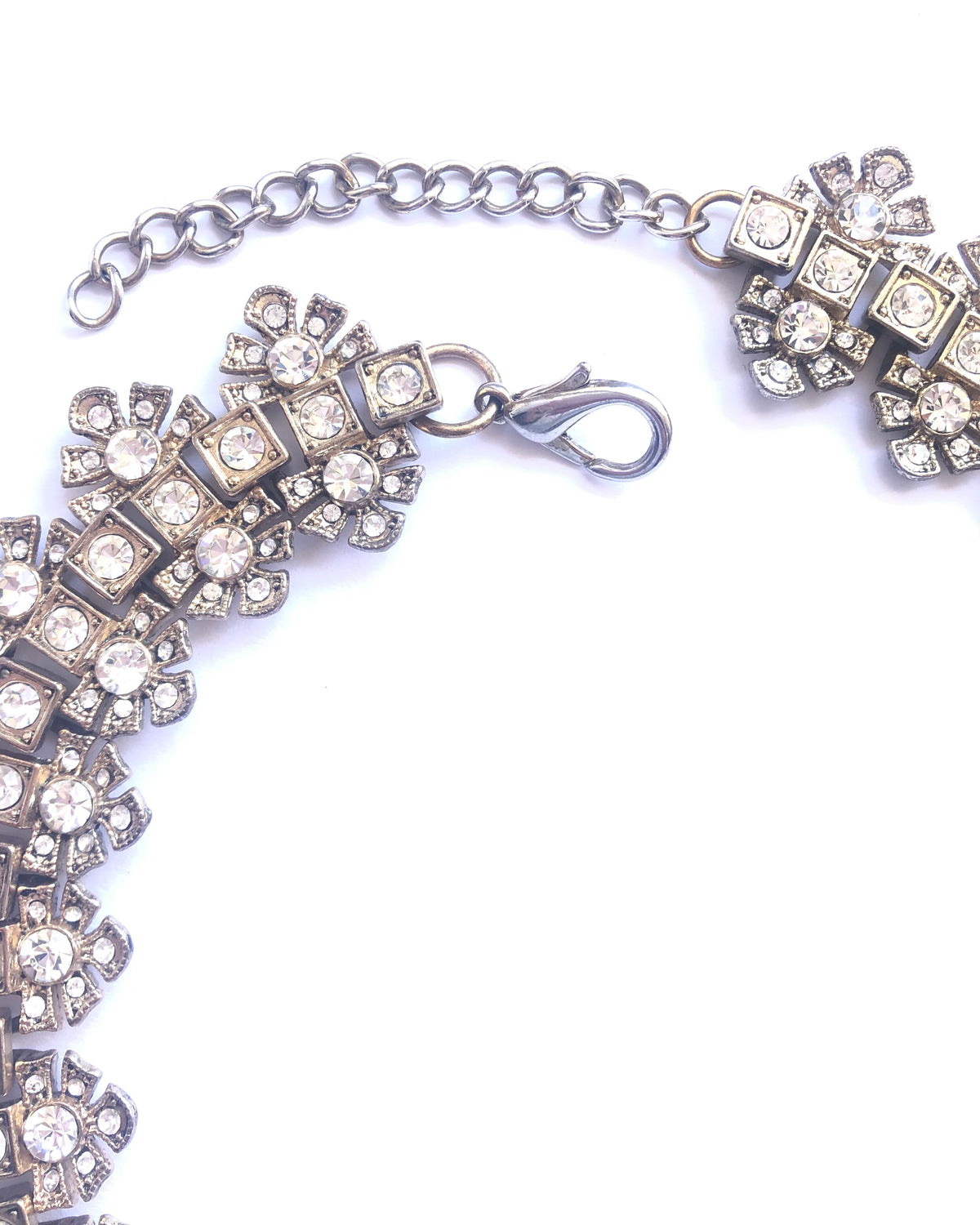 Zara AW13 Gold Tone Single Strand Floral Statement Bib Necklet Necklace w/ Cut Zirconia Stones - Ava & Iva