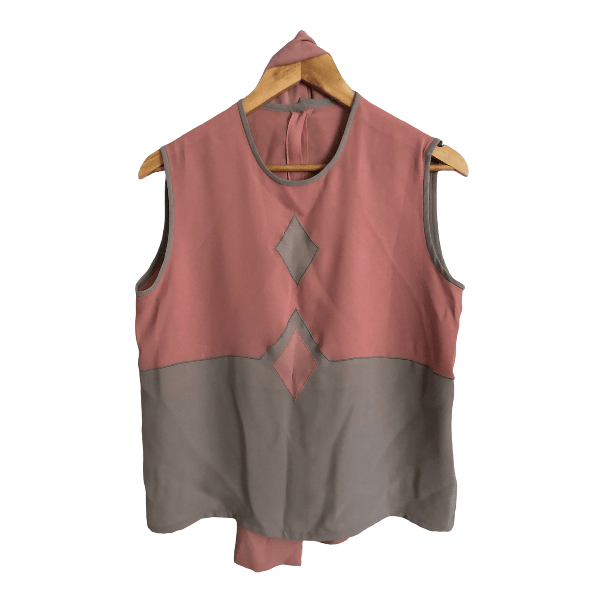 Mansfield Vintage 100% Polyester Sleeveless Top & Midi Skirt Outfit Set w/Scarf Pink Grey Colour Block UK Size 12 - Ava & Iva