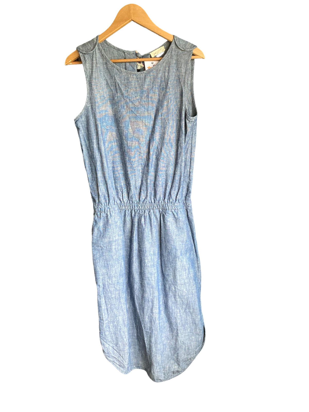 Folk Cotton Denim Sleeveless Dress Size 3 UK Size Medium - Ava & Iva
