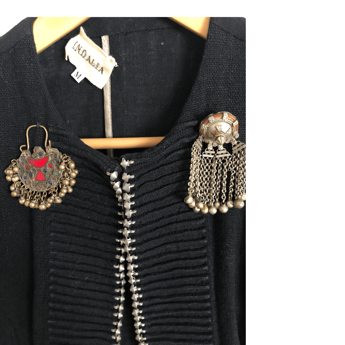 Indalla Cotton Day Evening Jacket Black Embellished Size M - Ava & Iva