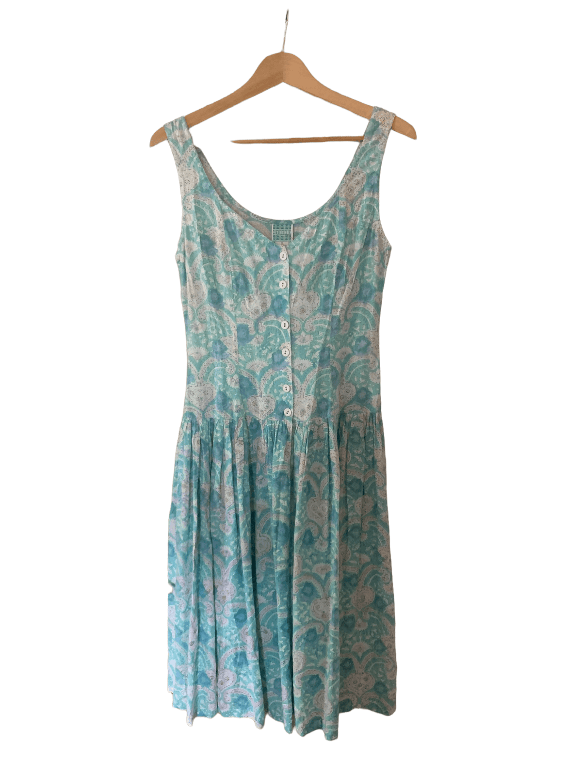 Anokhi Pastel Sleeveless Dress Blue UK Size 12 - Ava & Iva