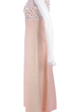 Ellis Vintage A Line Evening Gown Peach Pink with Beads and Sequins UK10/12 - Ava & Iva