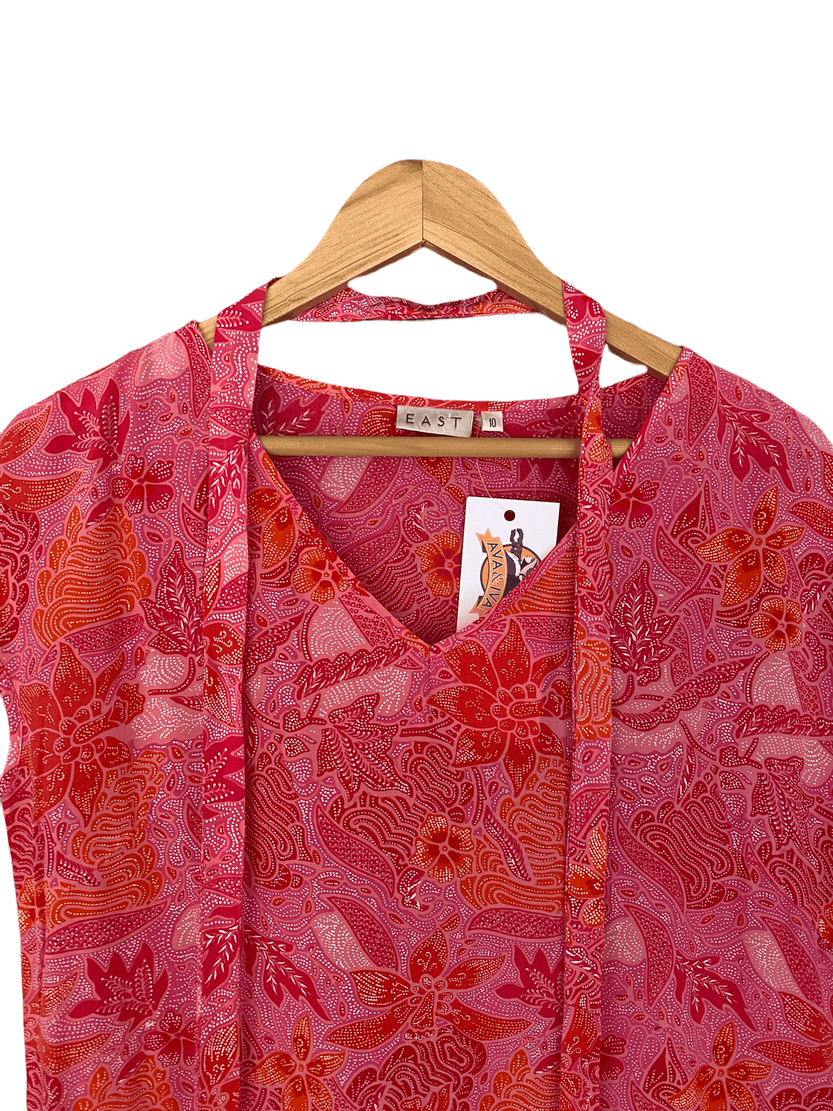 East Pink Floral 100% Silk Tunic Dress with Belt UK Size 10 - Ava & Iva