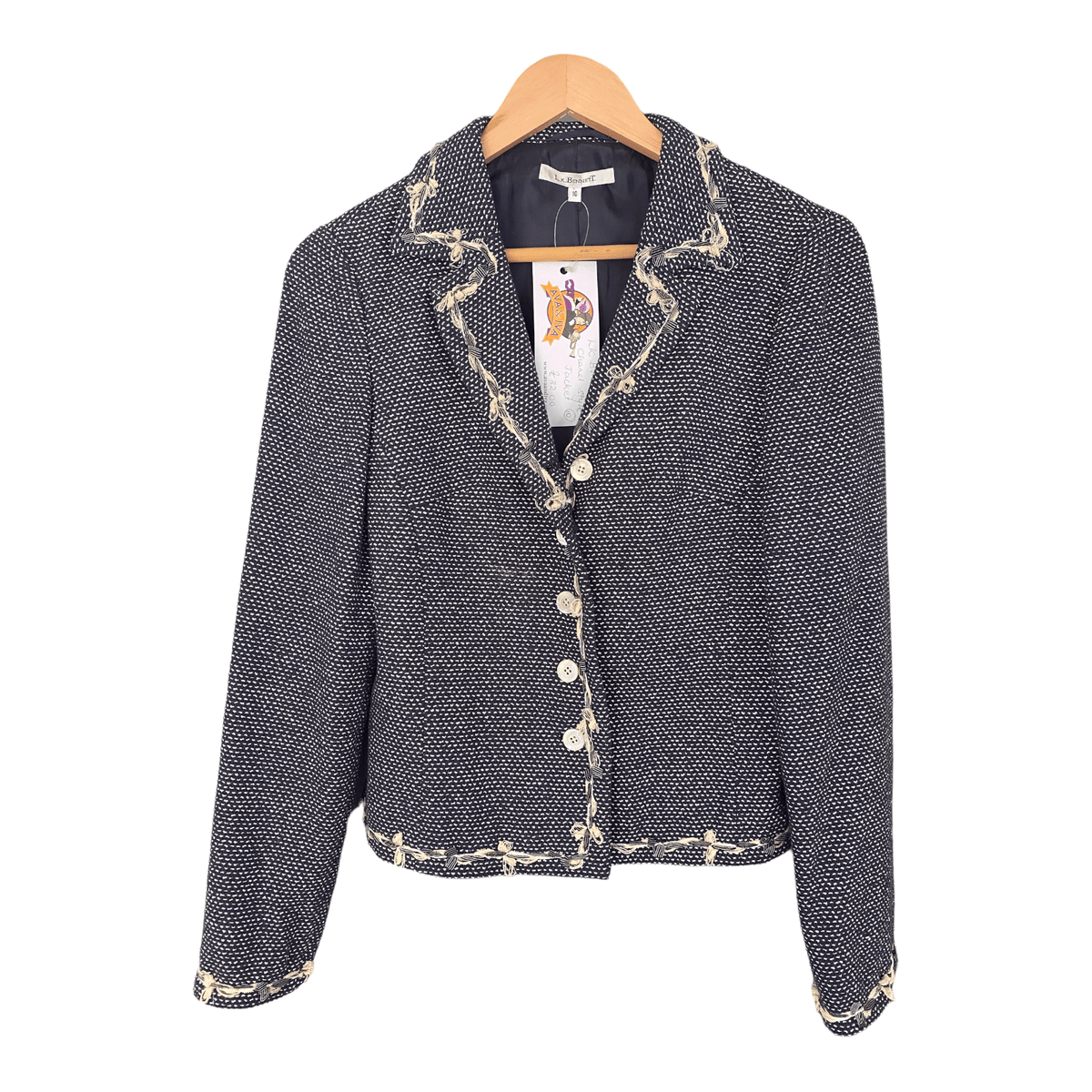 L.K.Bennett Cotton Mix Jacket Navy Blue Lined UK Size 10 - Ava & Iva