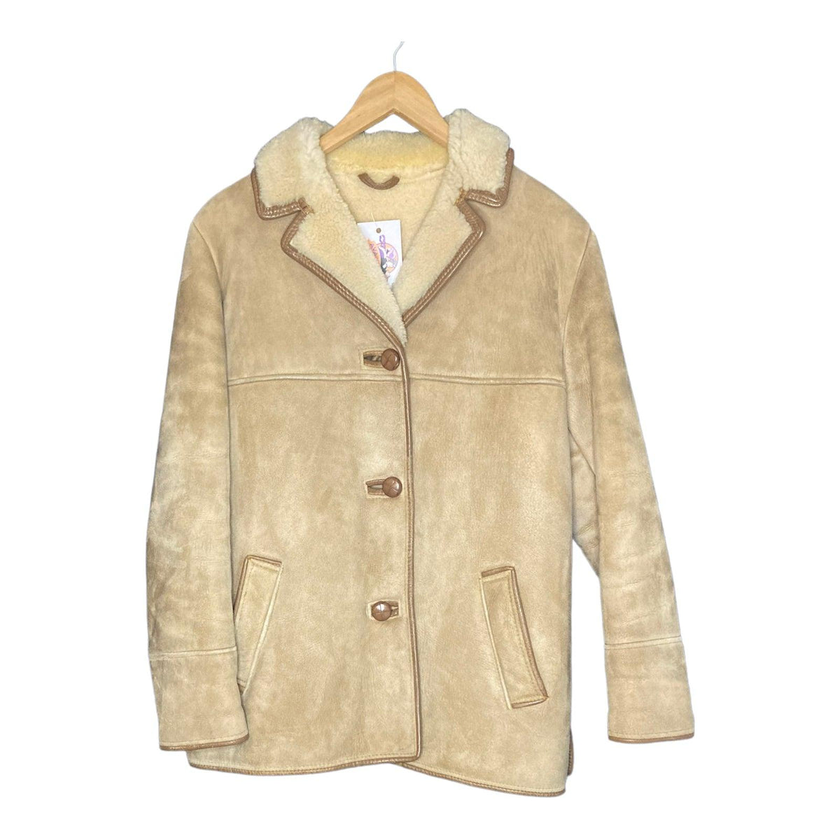 Corker Real Sheepskin Natural Long Sleeved Coat UK Size 16 - Ava & Iva