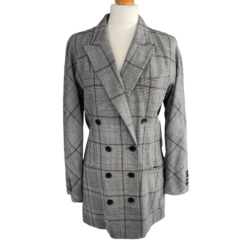 Escape Grey Prince of Wales Check Double Breasted Grey Jacket UK12 - Ava & Iva