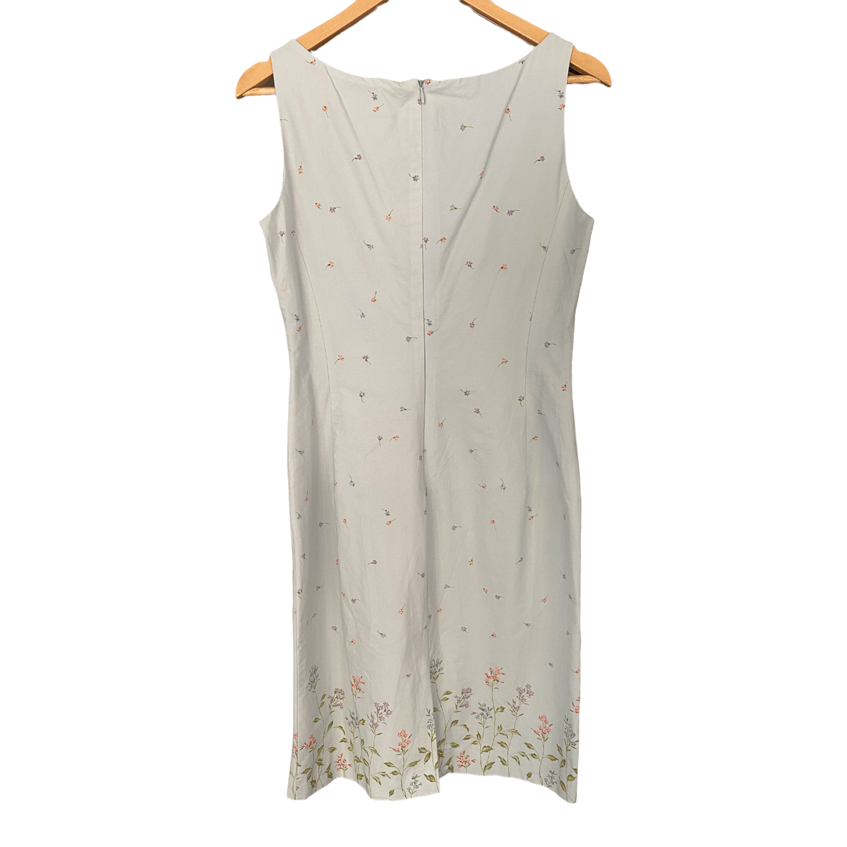 Ralph Lauren V Neck Cotton Dress Pale Blue with Floral Pattern UK size 10 - Ava & Iva