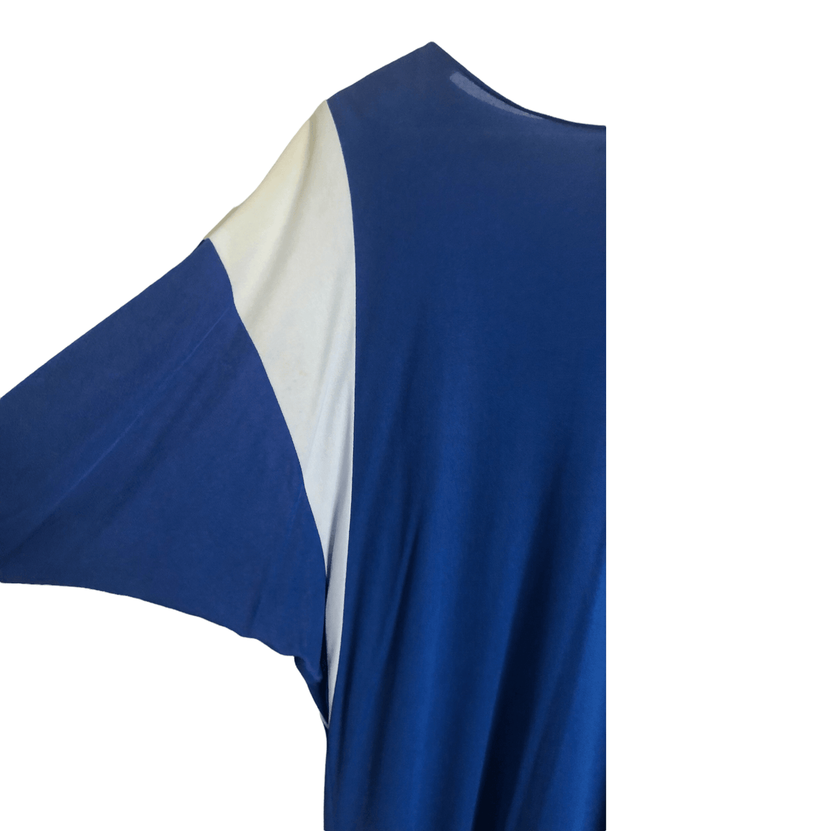 Vintage 70s Unbranded Triacetate 7/8 Dolman Sleeve Belted Tunic Maxi Dress Two Tone Blue S-M - Ava & Iva