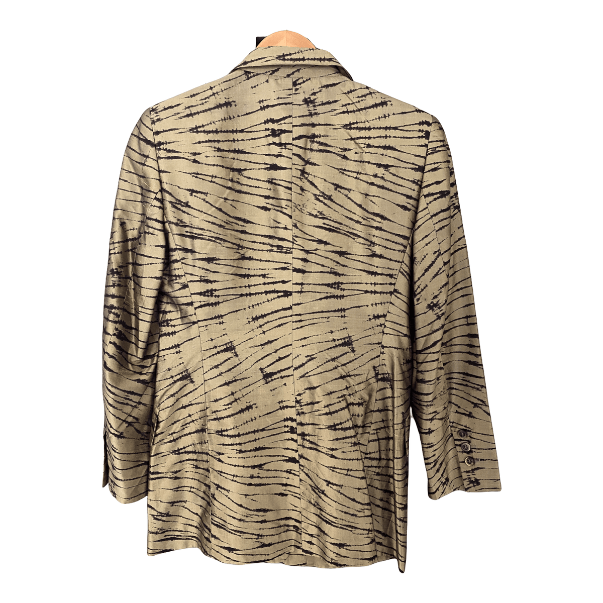 Laurel 100% Silk Gold and Black Single Breasted Jacket Size UK 8/10 - Ava & Iva