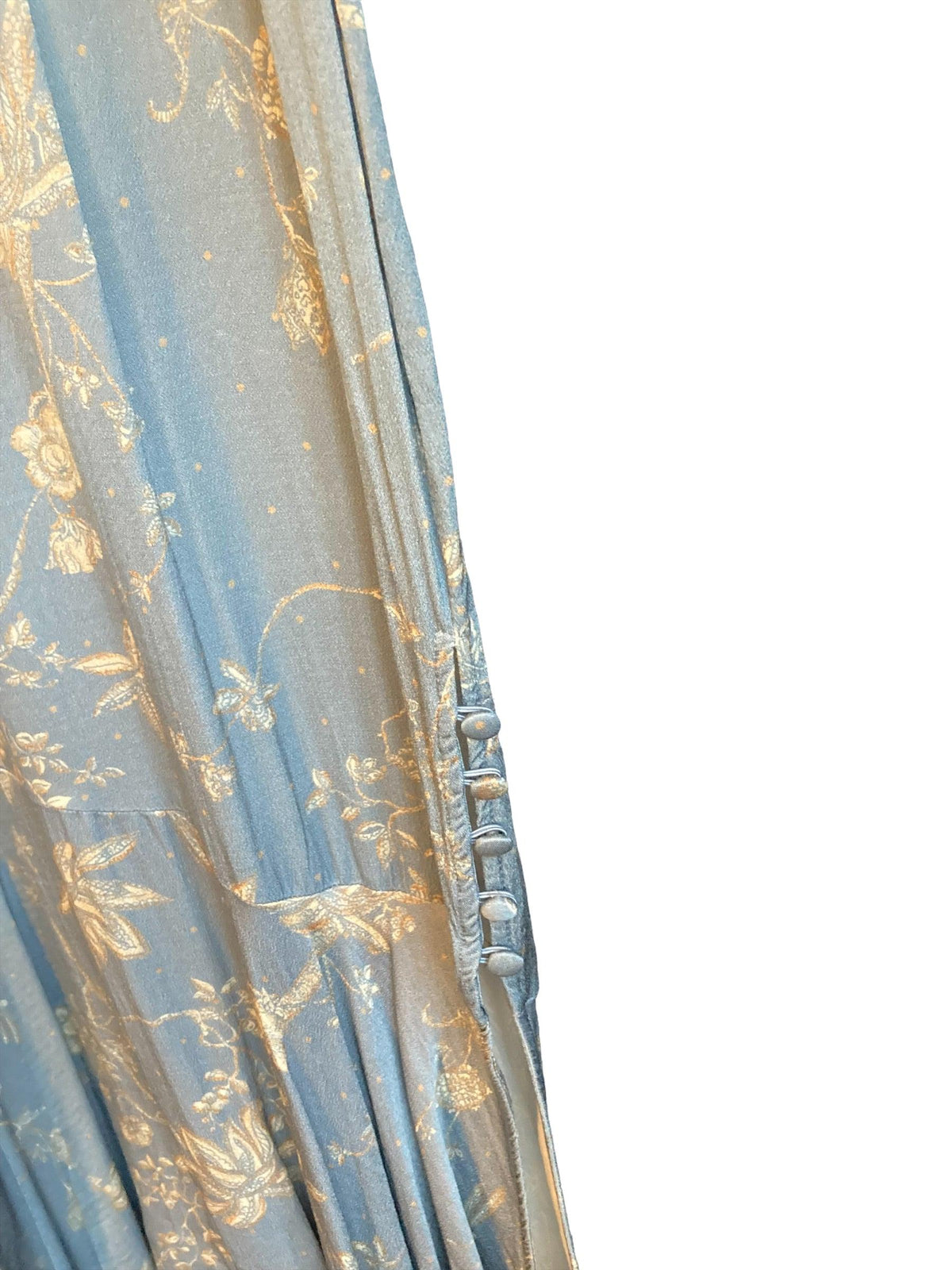 Nine Light Blue With Gold Floral Pattern Short Sleeved UK Size 12 - Ava & Iva