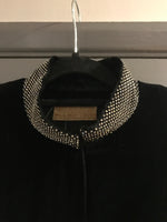 Beautiful Vintage black silk velvet full length evening cape with diamanté collar Detail - Ava & Iva