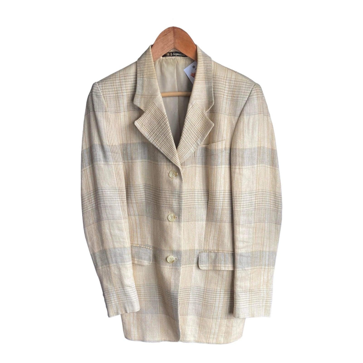 Daks Signature Cream Checked Long Sleeved Jacket UK Size 14 - Ava & Iva