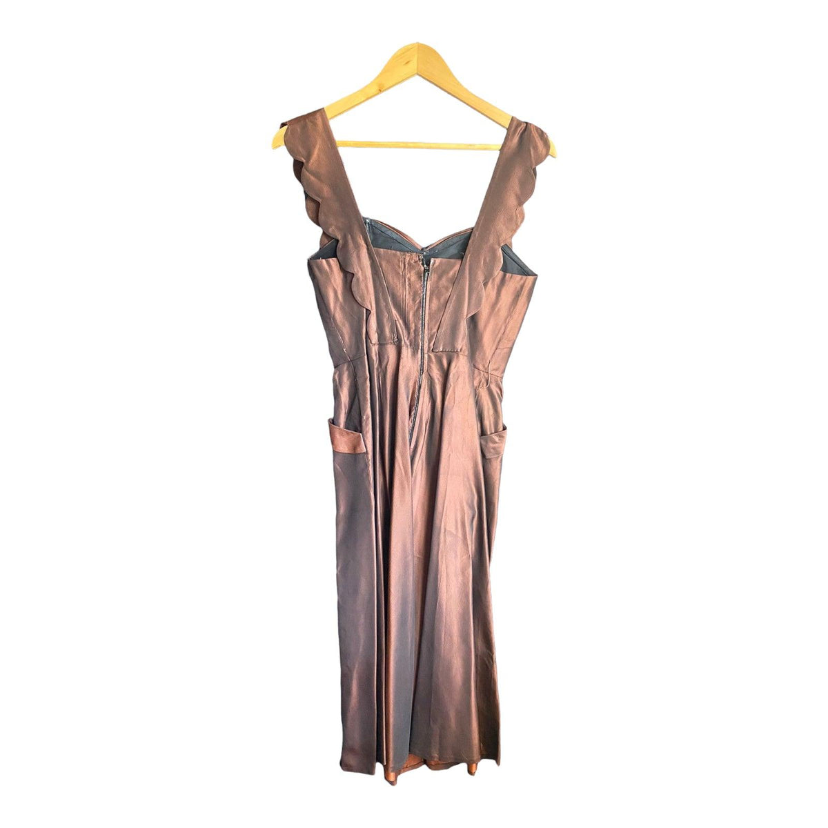 Vintage Brown Dress with Shawl and Belt Detail Sleeveless UK Size  6 - Ava & Iva