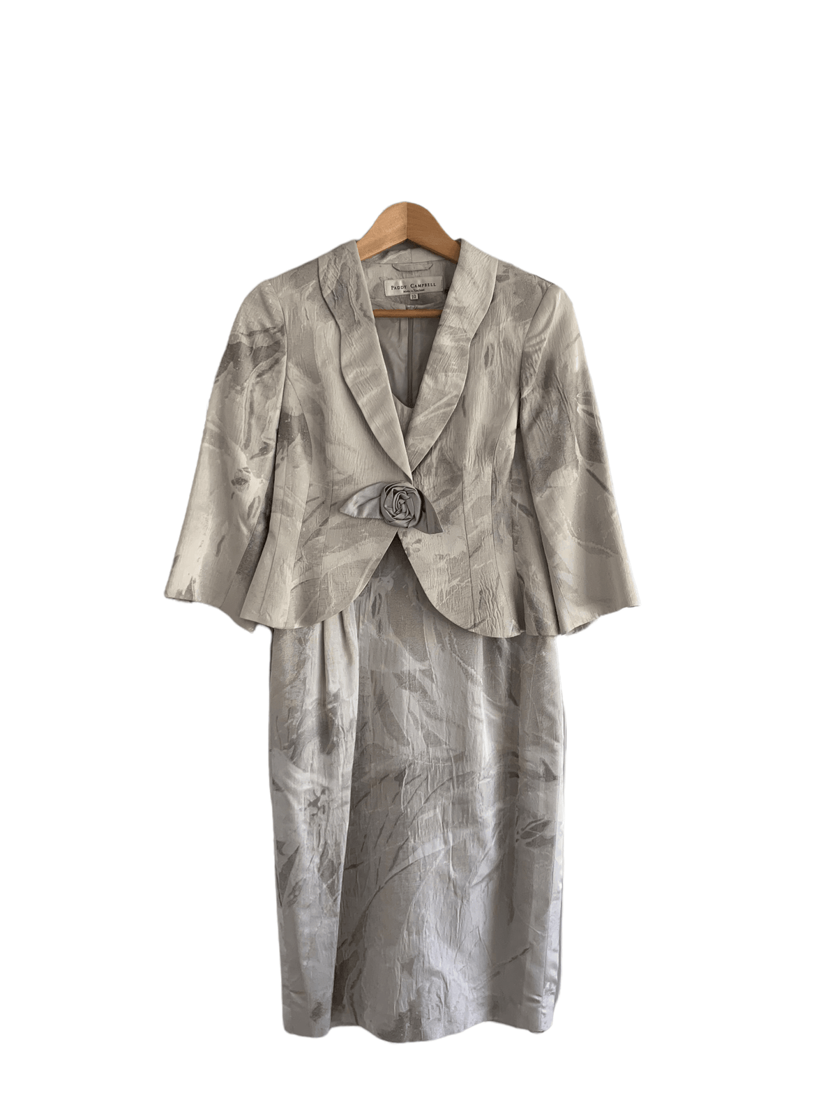 Paddy Campbell Dress and Jacket Suit Silver UK Size 10 - Ava & Iva