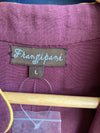 Frangipani Linen Burgundy and Gold Long Sleeved Coat UK Size Large - Ava & Iva