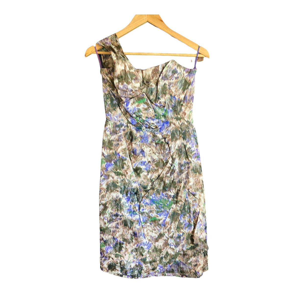 Vintage Gold Multi-Colourway Strapless Single Shouldered Dress UK Size 6 - Ava & Iva