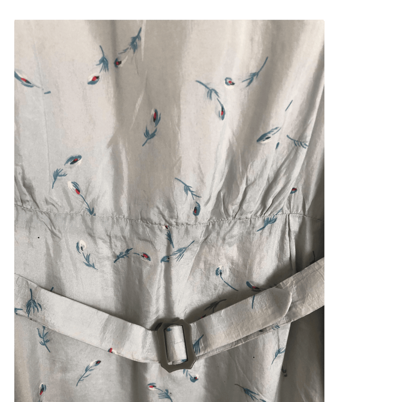 Unbranded Vintage Sleeveless Silk Belted Midi Dress Light Blue Floral Print UK Size 12-14 - Ava & Iva