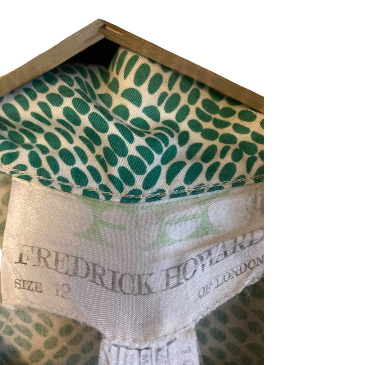 Fredrick Howard Cotton Green And White Patterened Short Sleeved Dress UK Size 12 - Ava & Iva