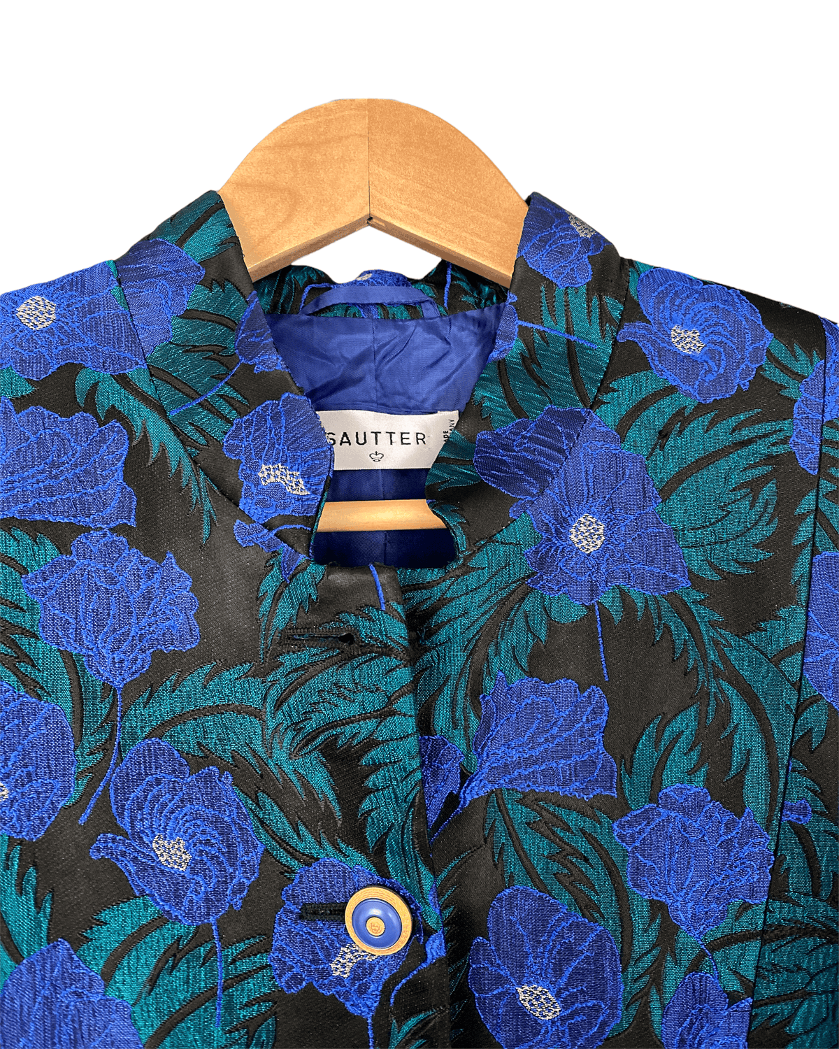 Sautter Single Breasted Jacket Blue and Green Floral UK Size 12 - Ava & Iva